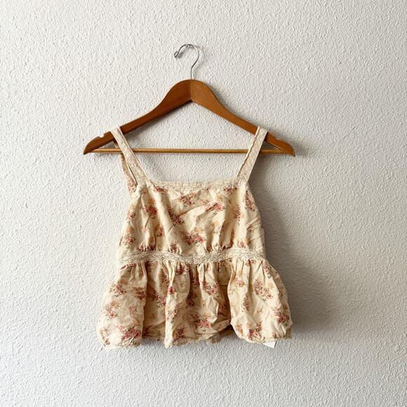 Celebrity Pink Floral Crop Top Womens Medium Baby Doll Cute Summer Cottage Core - Picture 1 of 6